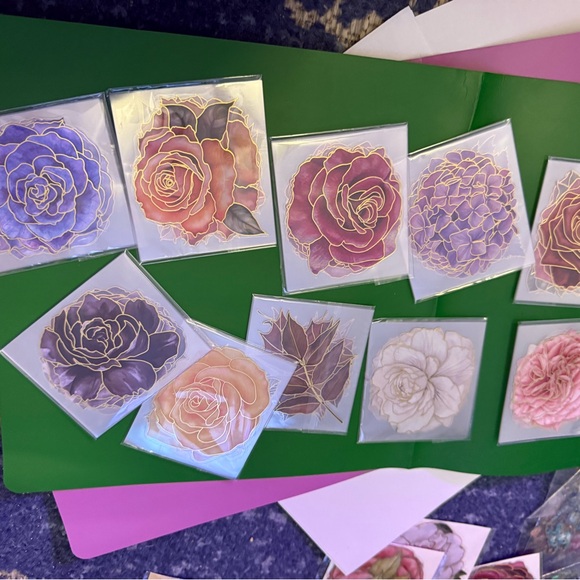 PET Floral Sticker Set with multiple color Roses and leaves/nature - Picture 5 of 5